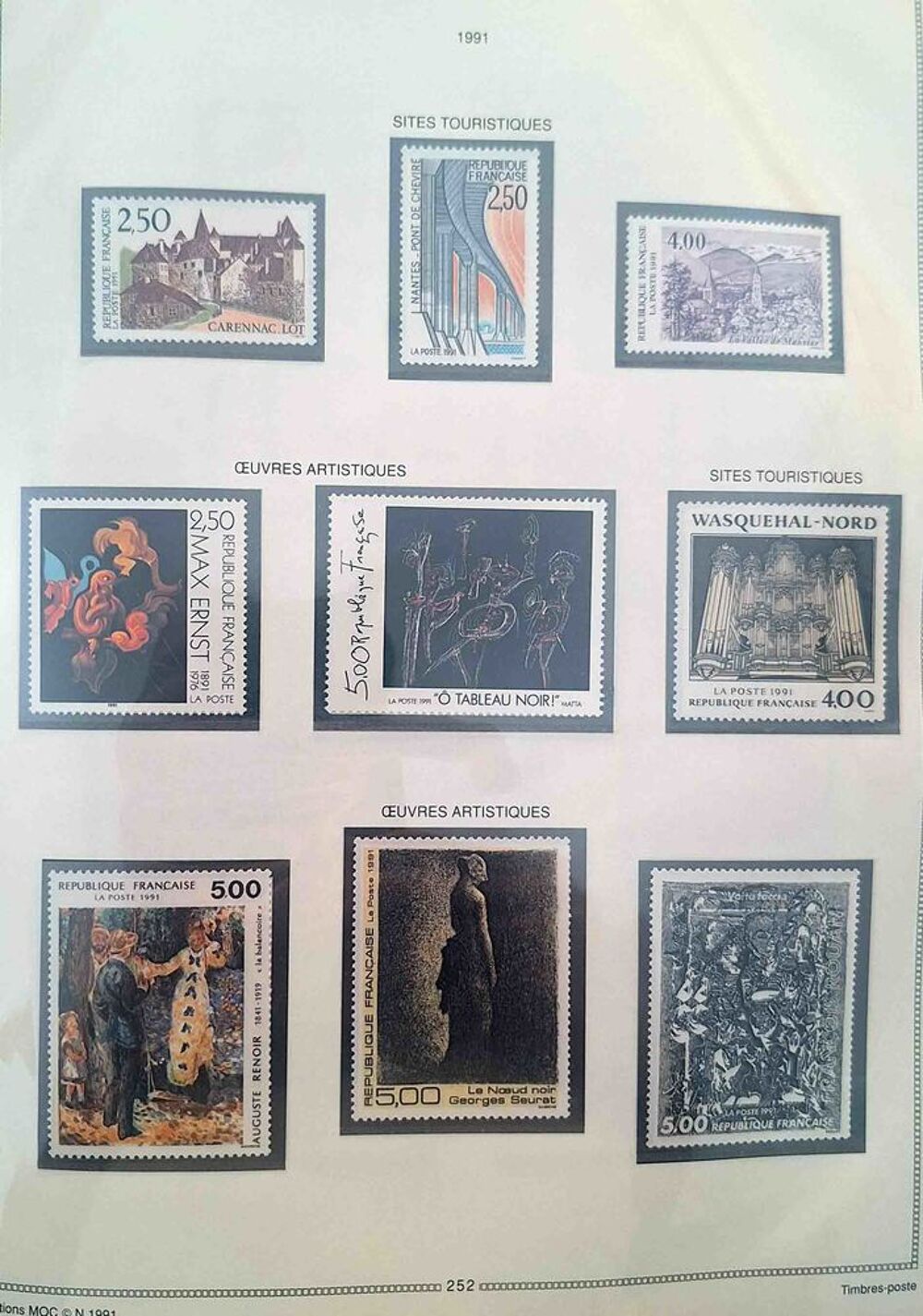 S&eacute;rie de timbres de collection de France F9 