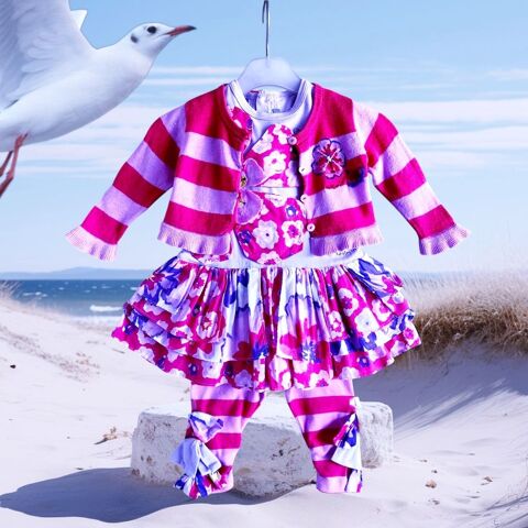 CATIMINI - ENSEMBLE 3P BB VOLANTS, FLEURS & BRODERIES 6M 0 Villeneuve-Loubet (06)