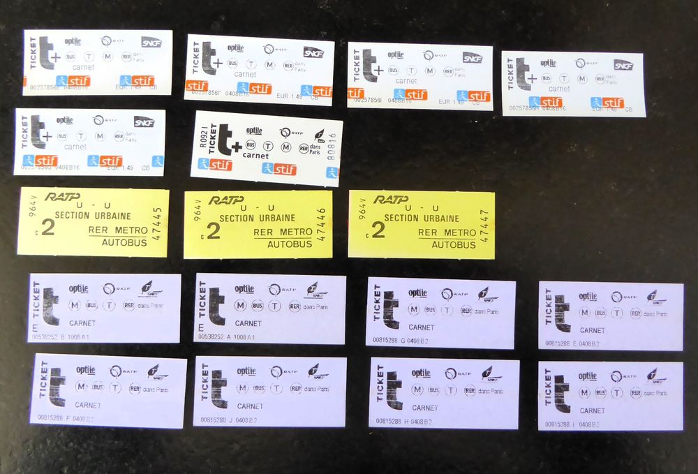 Lot de 15 tickets de M&eacute;tro-Train-RER Billetterie