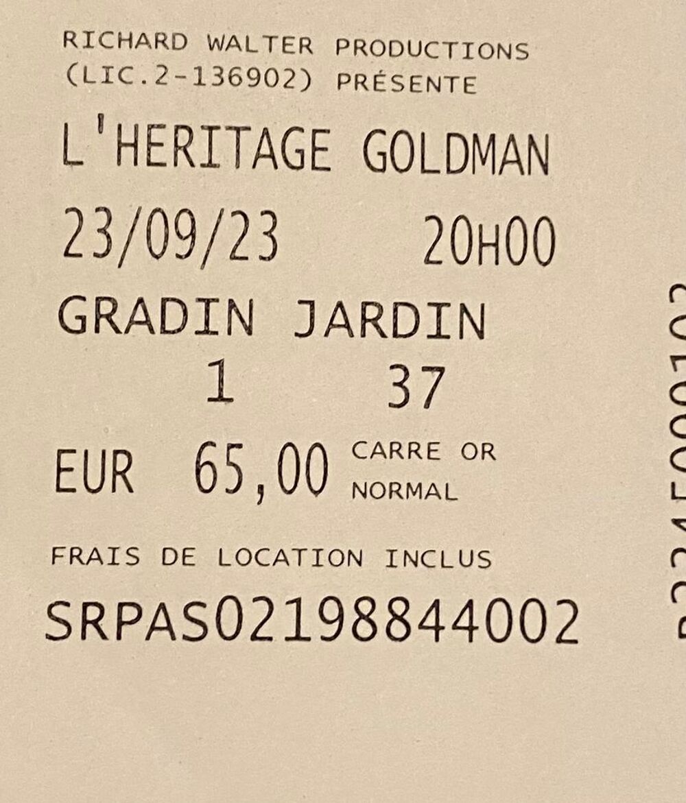 Concert l'h&eacute;ritage Goldman Billetterie