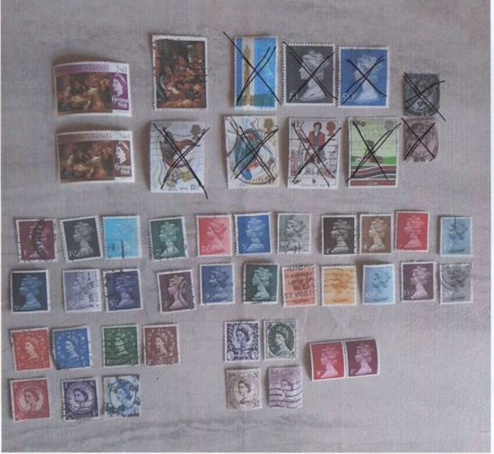64 TIMBRES ROIS et REINES d'ANGLETERRE 