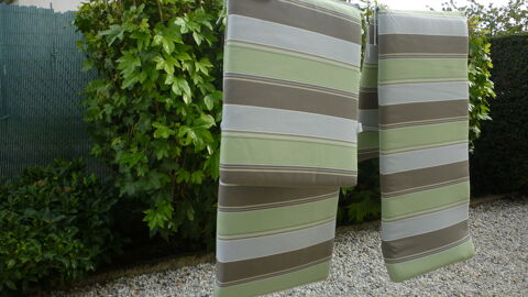 Coussins d'extérieur rayés vert et marron pour relax 50 Averdon (41)