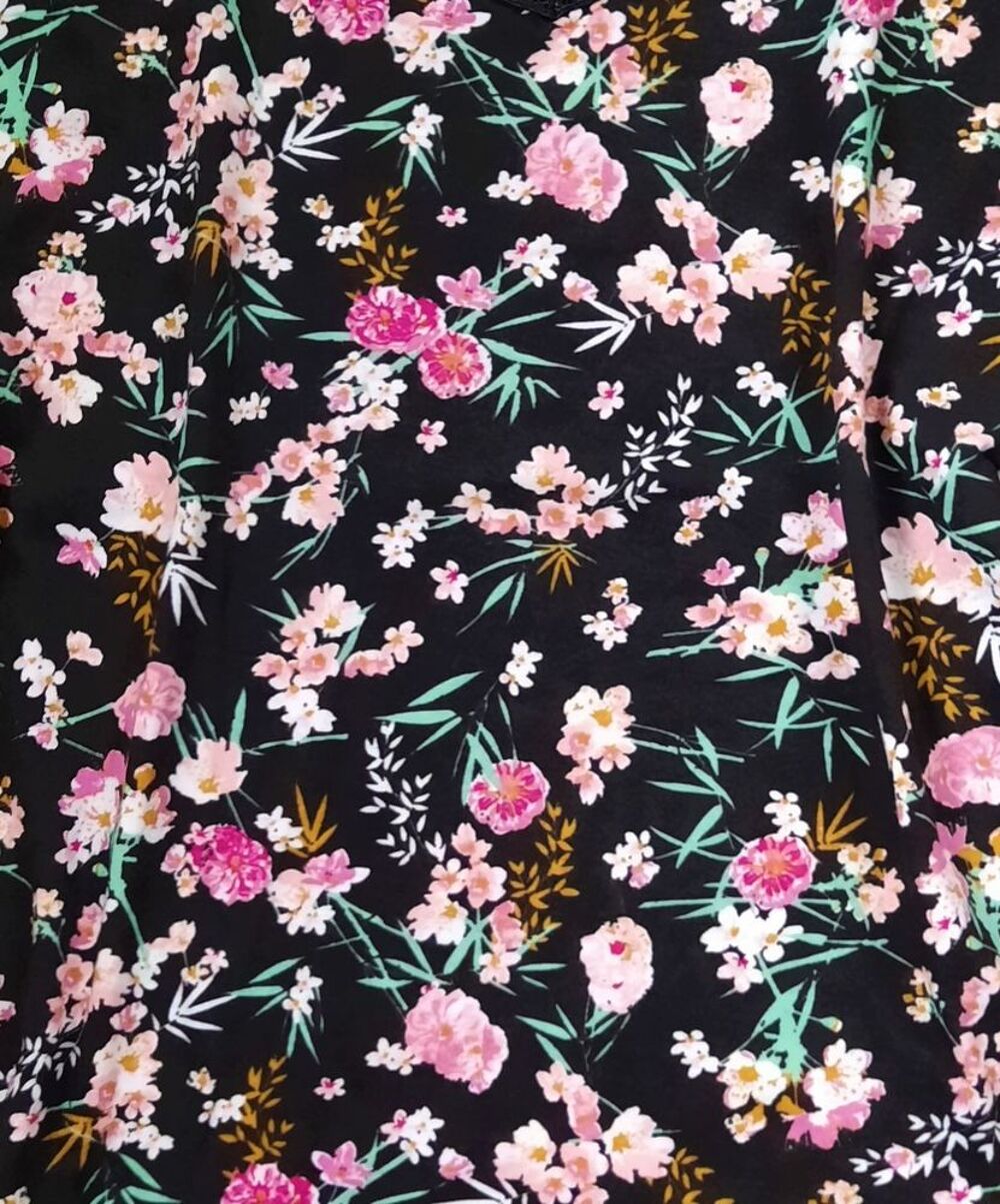 pyjama noir fleuri liberty + caraco ou le haut noir - T 40 Vêtements