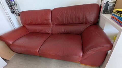 Canap cuir bordeaux mobilier de france 120 Chtenois (67)