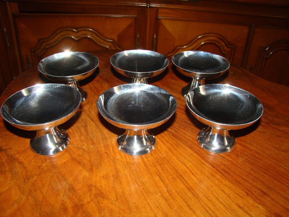 6 coupes &agrave; glace en inox massif Guy Degrenne vintage 1970 Cuisine