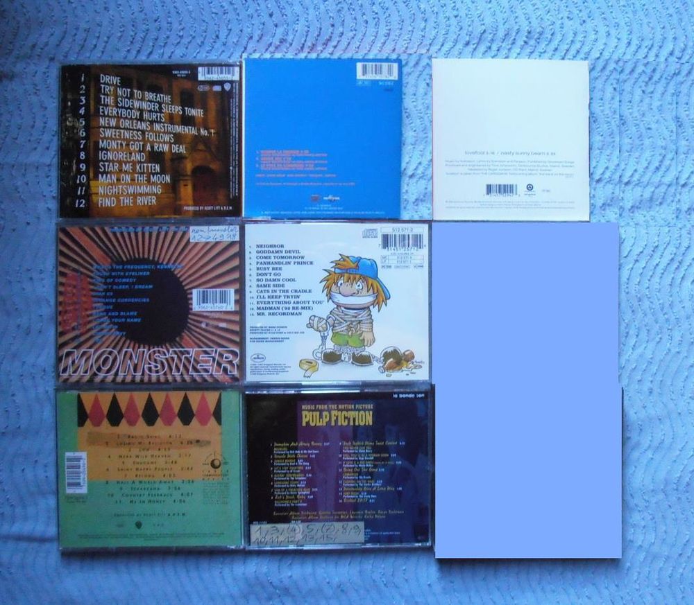CD R.E.M., Ugly Kid Joe, BO Pulp fiction, The Cardigans, Zeb CD et vinyles