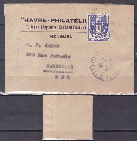 Timbres EUROPE-FRANCE-Bague de journal Havre Philatlie 1946 2 Lyon 5 (69)