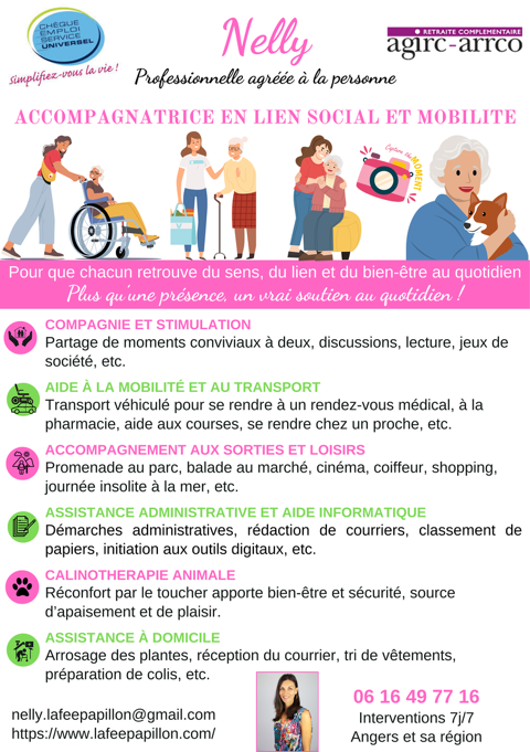 Dame de compagnie / Accompagnatrice à domicile 0 Angers (49100)
