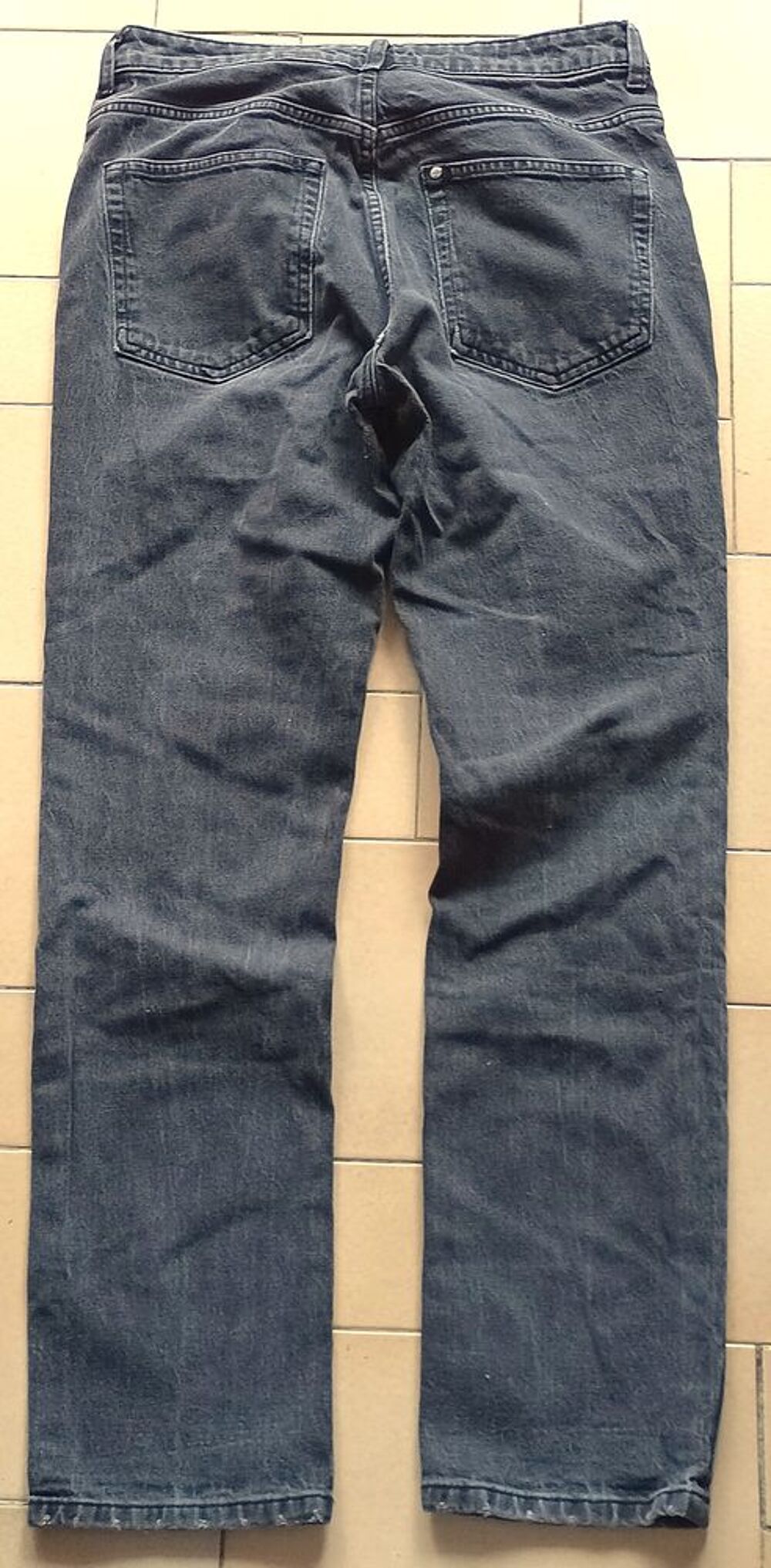 Jean H&amp;M Gris clair Vintage Straight High Waist - T38 - TBE Vêtements