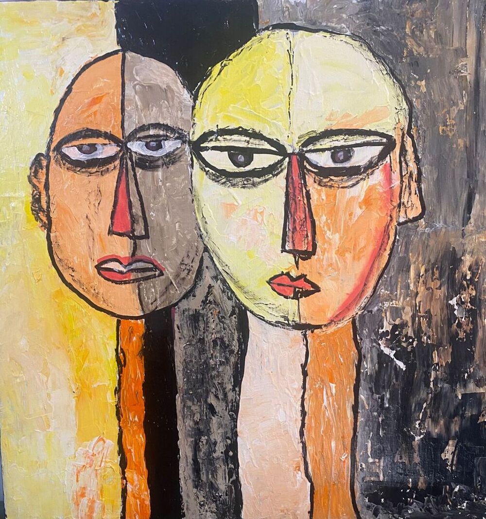 Tableau original Art Brut ? Peinture au couteau 50x50 Décoration