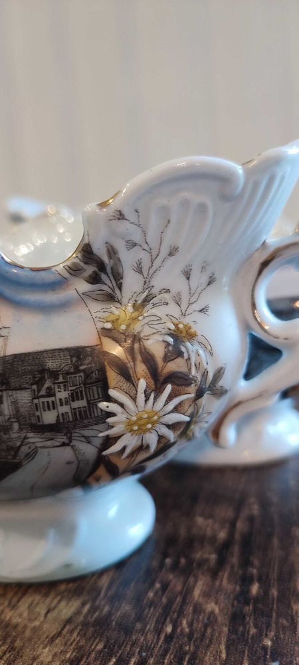 Paire de coupes fa&iuml;ence ancienne "St-Valery-sur-Somme" 1930 