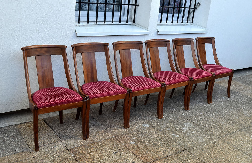 6 Chaises Gondole Empire en Acajou Meubles
