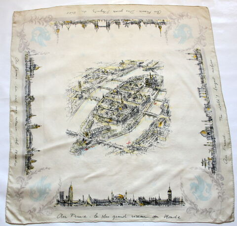 Foulard vintage 60 AIR FRANCE Pierre Pagès 150 Issy-les-Moulineaux (92)
