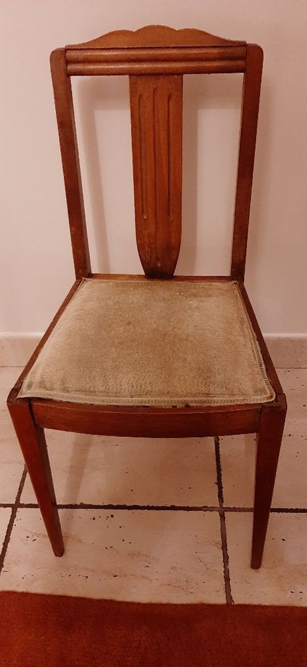 Paire de chaises en bois et velours Meubles