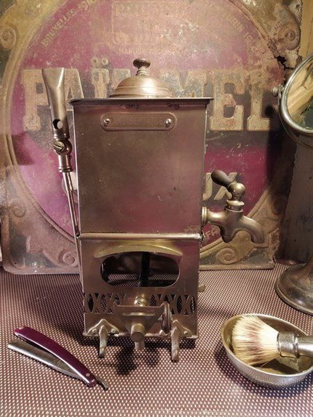 Ancien Appareil Barbier Coiffeur Aseptiseur XIXeme 