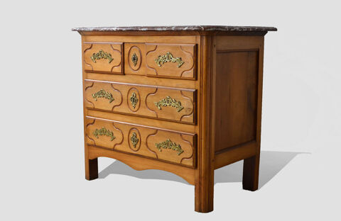 Commode parisienne Louis XIV noyer sculpté bronze XIXème 550 Pantin (93)