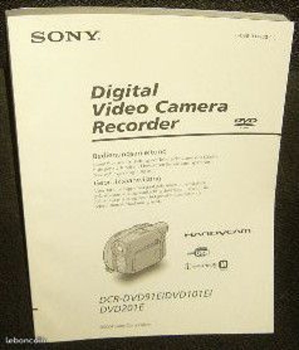 Notices d'installation camescope sony DCR-DVD et DCR-DVD106E Photos/Video/TV