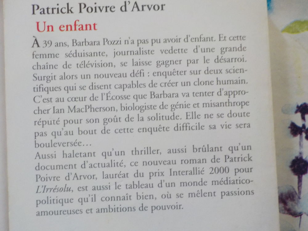 2 POIVRE D'ARVOR La mort de Don Juan et Un enfant Livres et BD