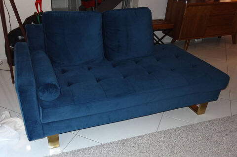 Canap Mridienne Midnight, Velours bleu nuit & mtal dor 700 Cormeilles-en-Parisis (95)