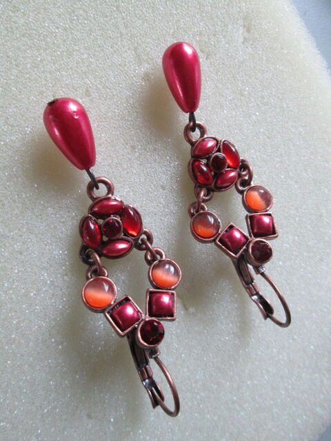 Boucles d'oreilles pendants fausses pierres cuivre rose 5 Herblay (95)