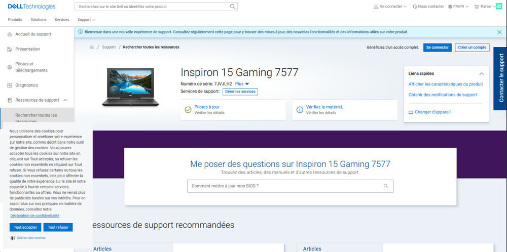 DELL Inspiron 15 Gaming 7577
Matériel informatique