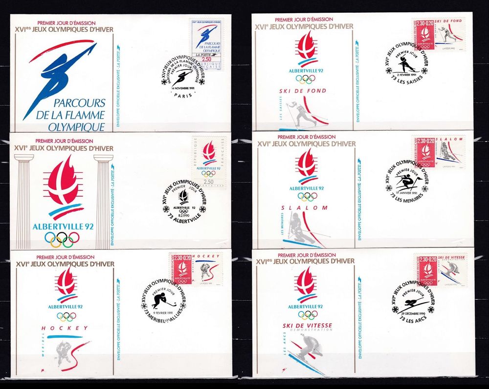 12 Enveloppes 1er jour JO d'ALBERTVILLE 1992 