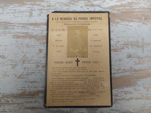 FAIRE-PART DÉCÈS Photo Prince Impérial Napoléon III ca1879 0 Loches (37)