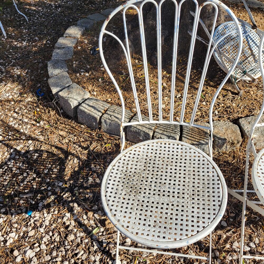 3 chaises de jardin fer forg&eacute; ancien pliable Jardin