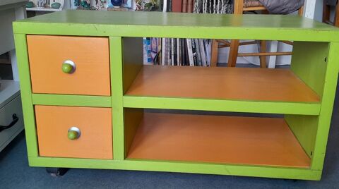 Table basse en bois repeint 25 Gan (64)