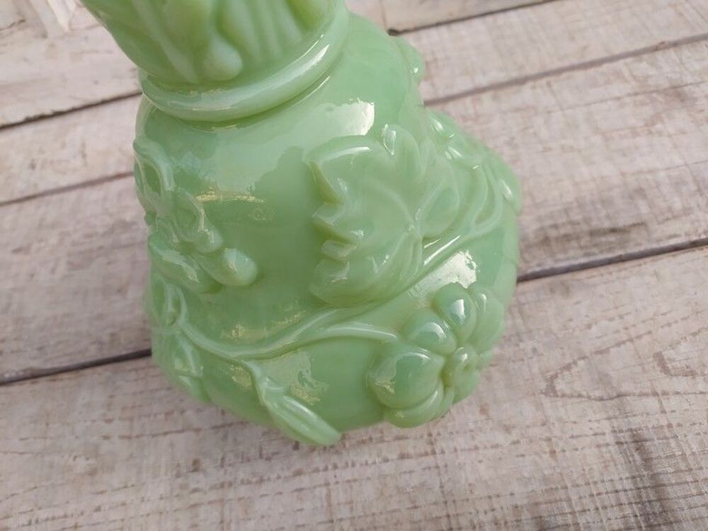 Grand Vase Verre Opaline Verte Saint Louis D&eacute;cor Fleurs Décoration