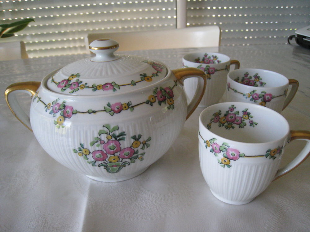 Sucrier et 3 tasses 1950 GDA Cuisine