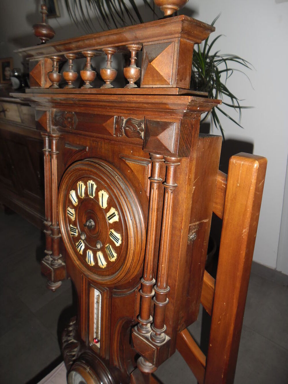 Pendule barom&egrave;tre ancienne murale en bois Meubles