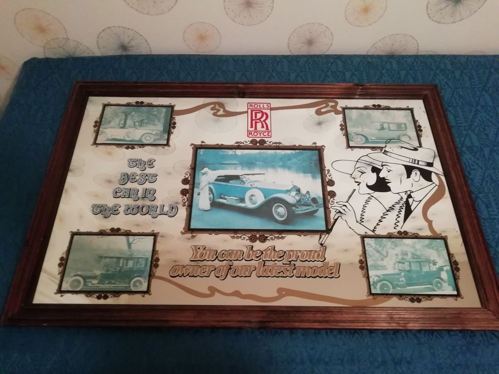 glace miroir vintage rolls royce Décoration