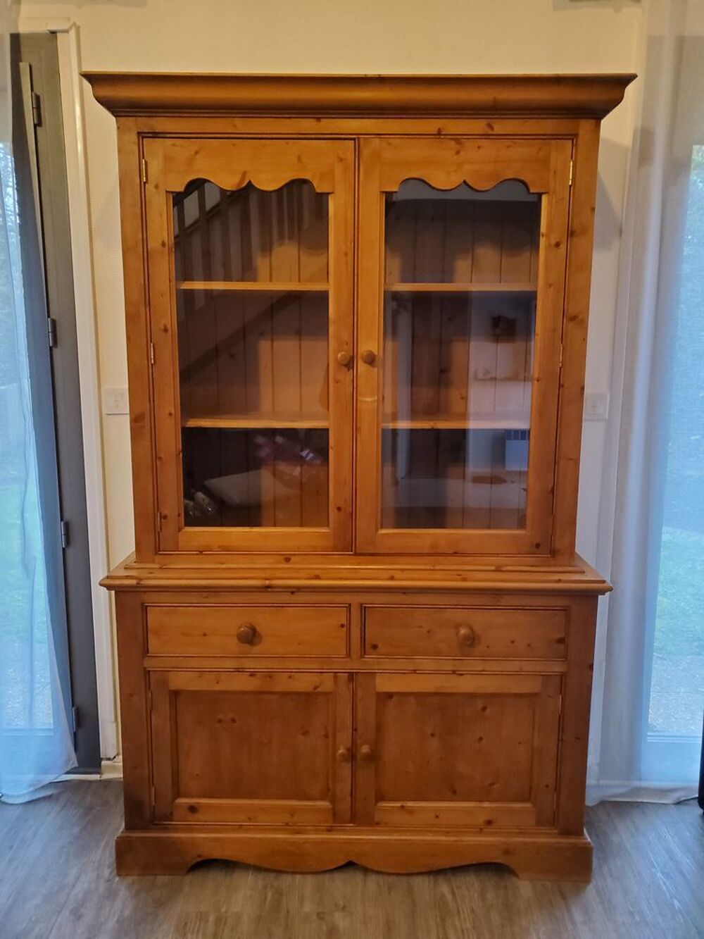 Grand Vaisselier Buffet En Pin Massif - 4 étagères, Reconditionné, Dimensions 205x188x40 Cm
