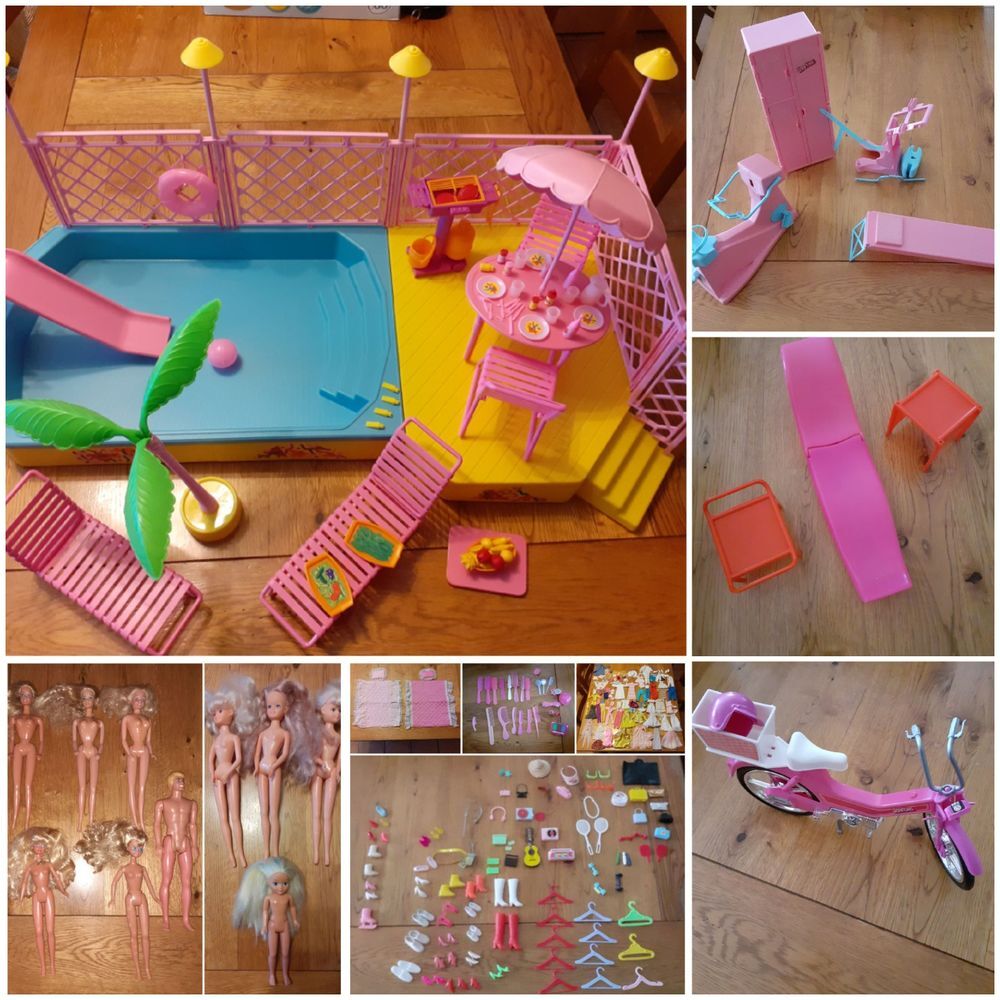 Lot De Bustes Et Accessoires De Poupées Barbie Mattel/Delavennat - Années 1990 - Pièces Détachées D'occasion