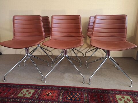 Six chaises design cuir 1200 Guclard (72)