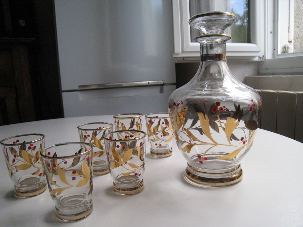 Carafe et 6 verres &agrave; porto vintage 1960 Cuisine