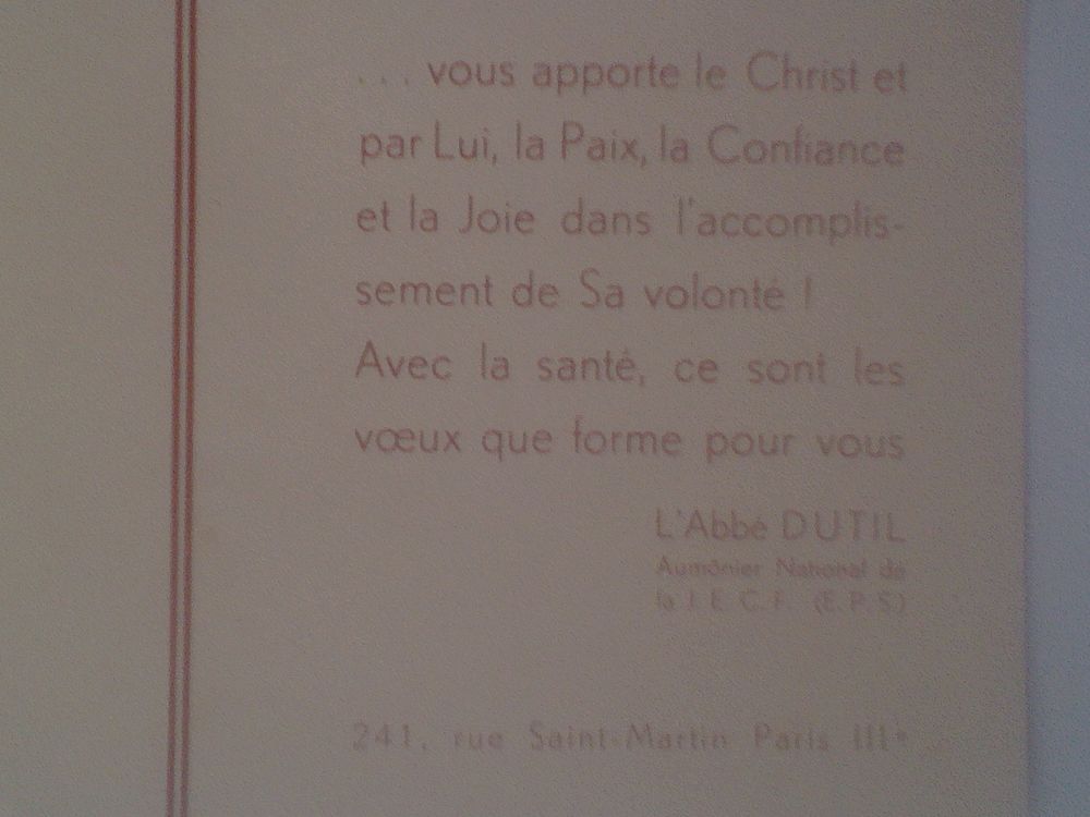 Souhait de paix Abb&eacute; Dutil aum&ocirc;nier national de la JECF EPS 