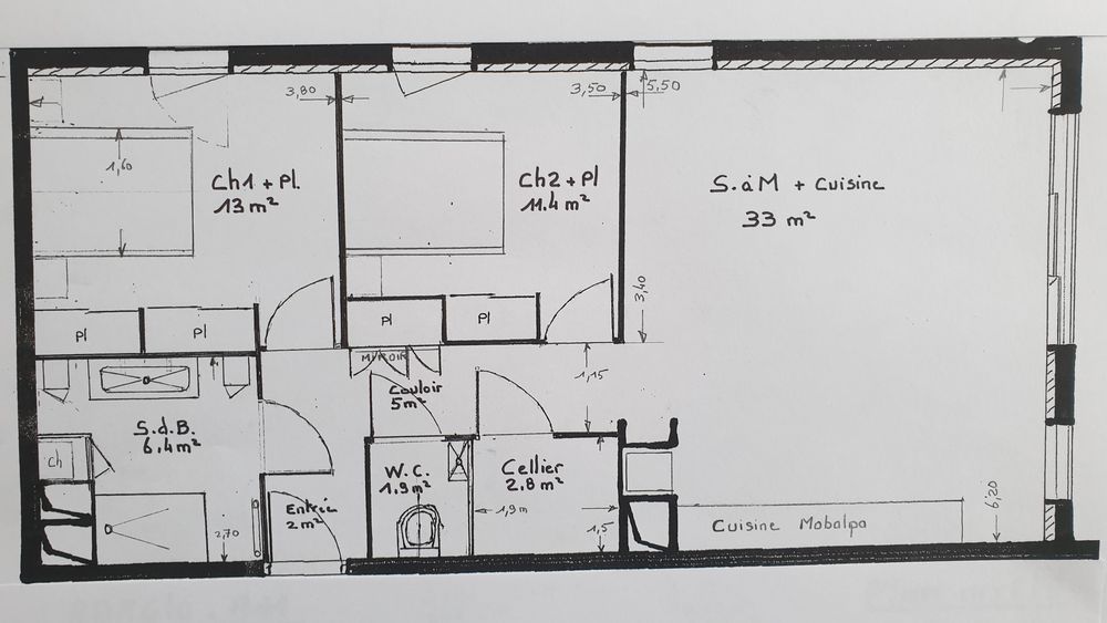 Location Appartement T3* récent , 76 m2 ,terrass.18 m2 ,Centre Chateaugiron Châteaugiron