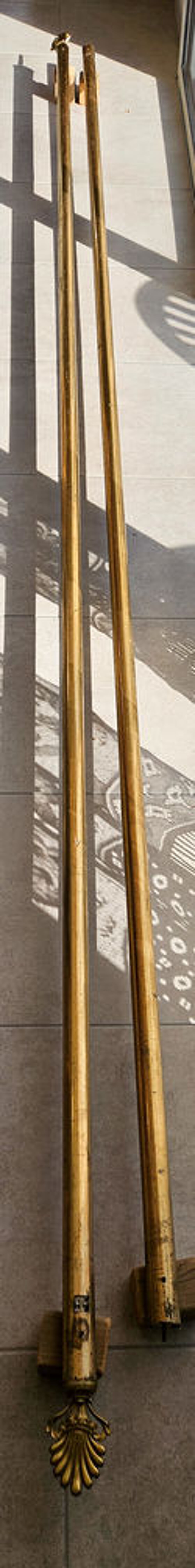 2 BARRES &agrave; RIDEAUX, L 4 m - Fleurons/ Embrasses LAITON Décoration