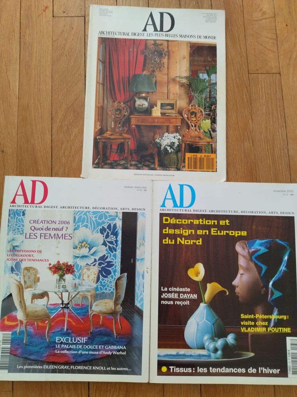 Lot 3 magazines AD d&eacute;coration Livres et BD