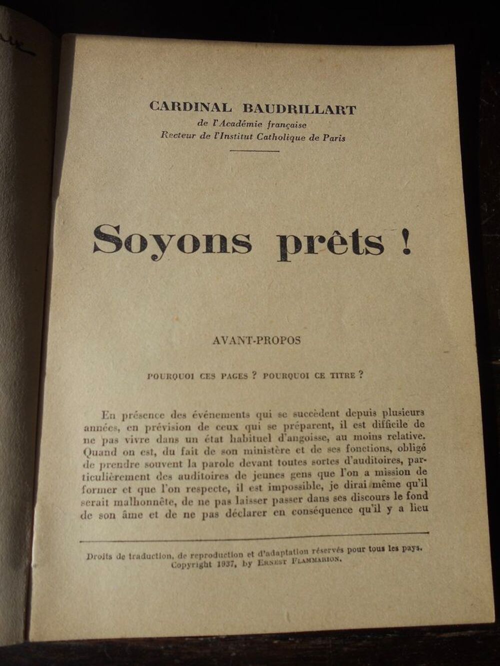SOYONS PRETS par le Cardinal baudrillart 1937 Livres et BD