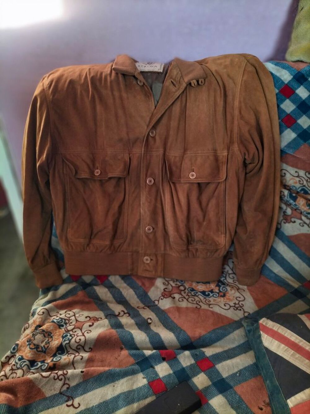 Veste cuir Camel striwa vintage taille Xxl Vêtements