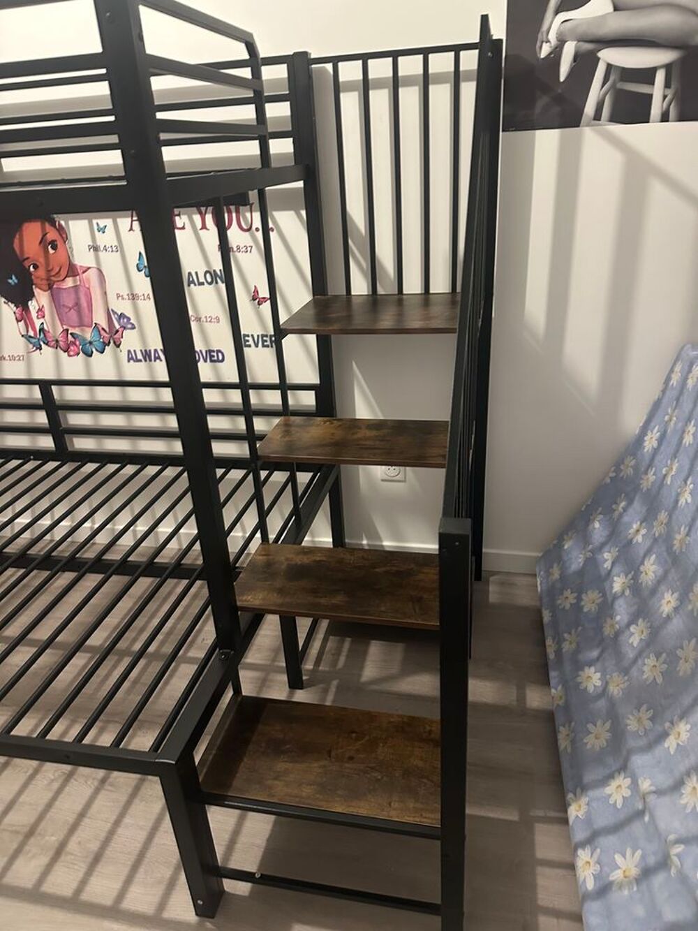  MAGNIFIQUE LIT SUPERPOS&Eacute; INDUSTRIEL AVEC ESCALIER ? 180e Mobilier enfants