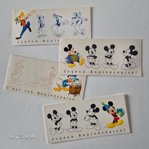 Lot de 4 cartes postales joyeux anniversaire, Donald, Mickey 10 Saumur (49)