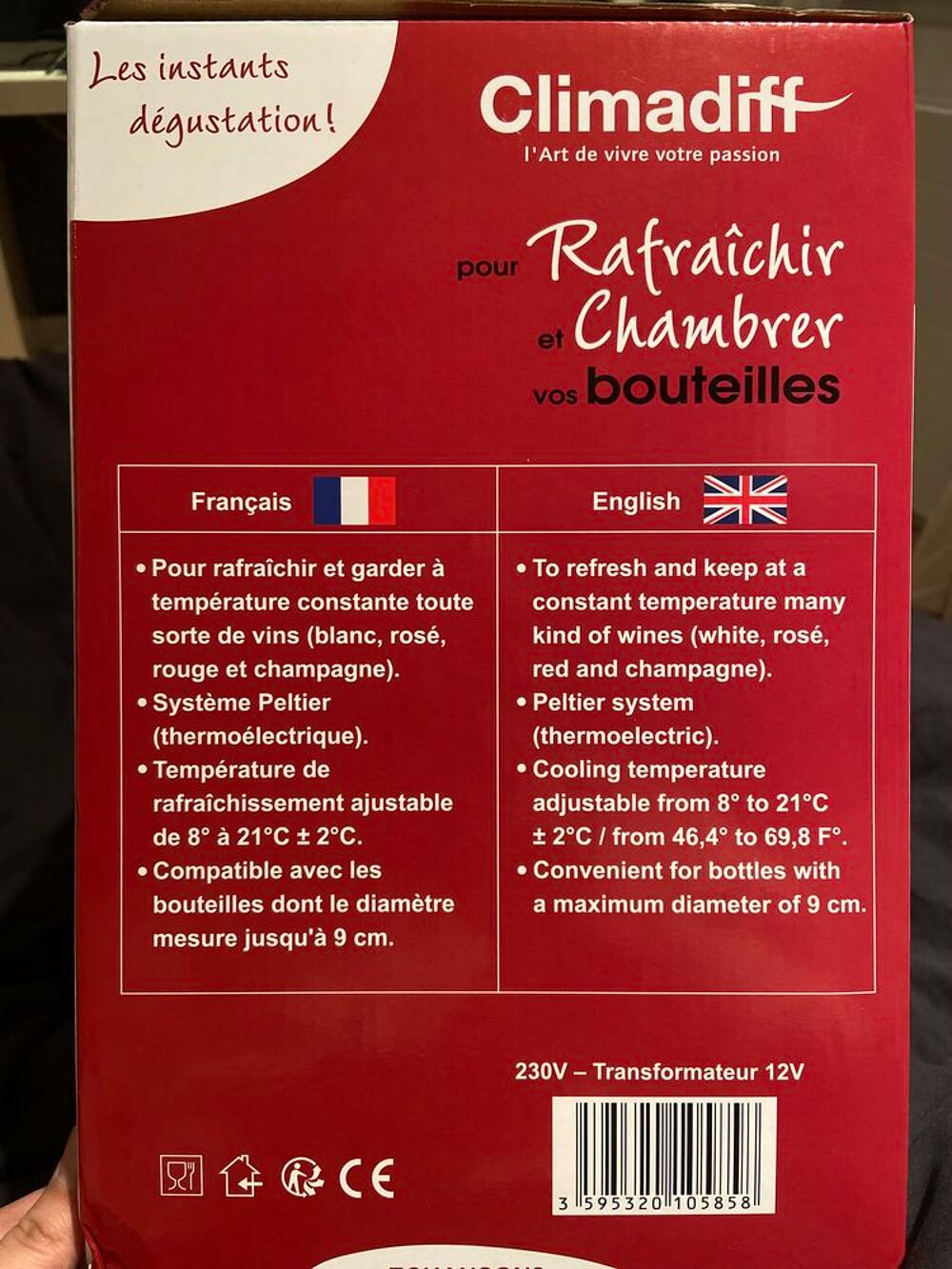 Rafra&icirc;chisseur de bouteilles - &Eacute;chanson 2 Climadiff Electroménager