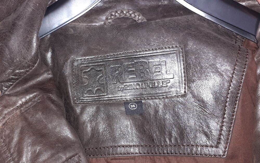 Manteau cuir Marron fonc&eacute; T36 Vêtements