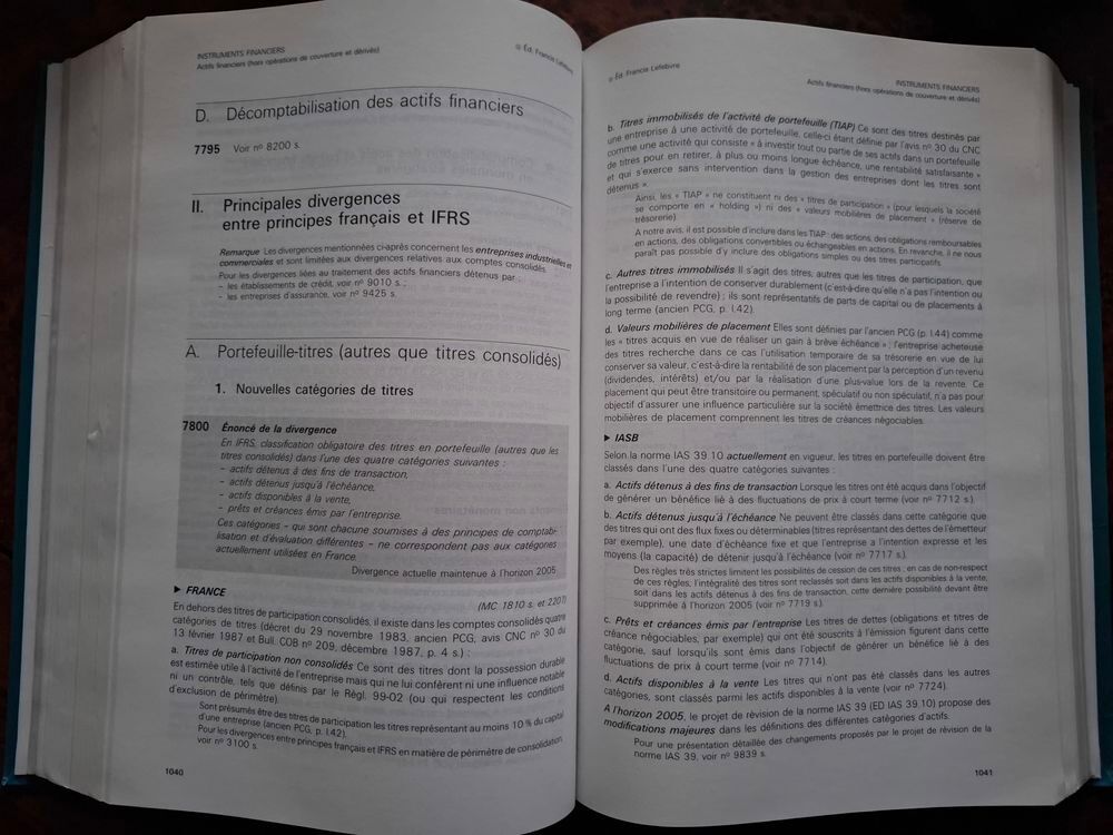IFRS 2005 Francis Lefebvre Divergences Tous secteurs TBE Livres et BD