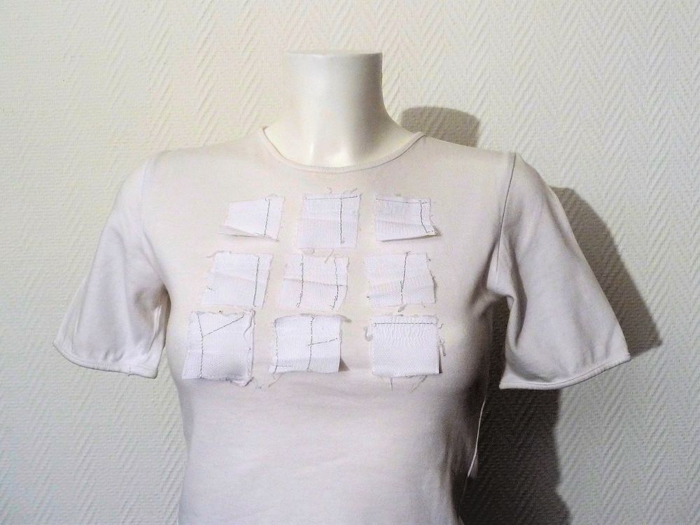 Tee Shirt/ Top100% Coton Blanc Manche Courte- Biche de B&egrave;re Vêtements