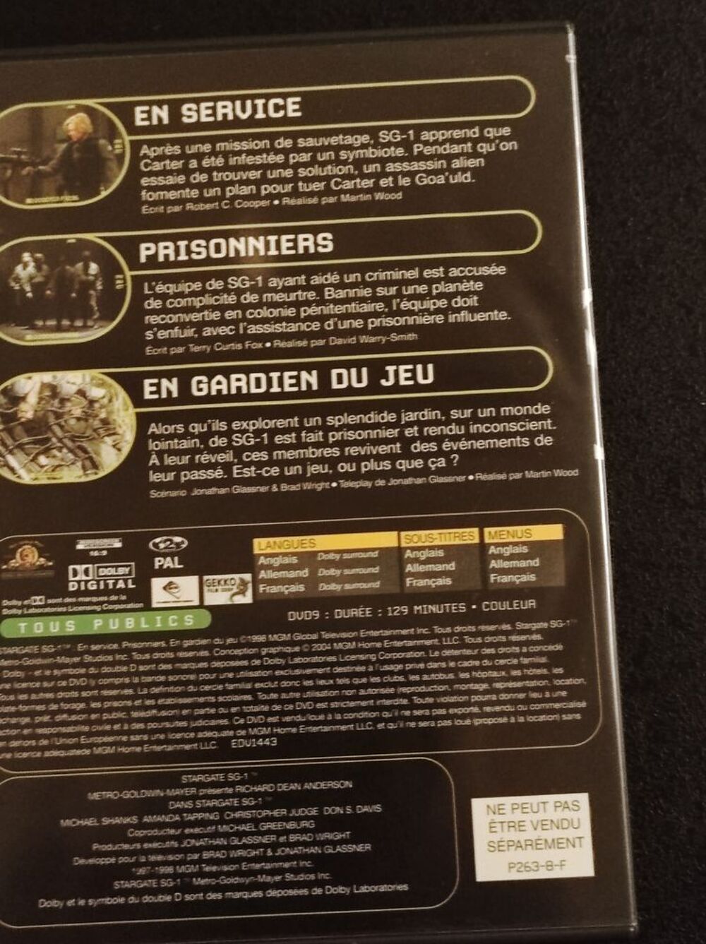 DVD Stargate SG.1 Saison 2 Episodes 2 3 4 DVD et blu-ray